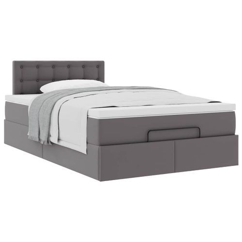 Cadre de lit ottoman avec matelas gris 120x200 cm similicuir - Photo n°3; ?>