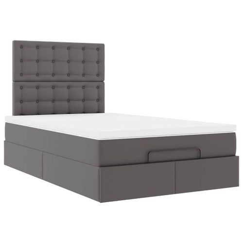 Cadre de lit ottoman avec matelas gris 120x200 cm similicuir - Photo n°2; ?>