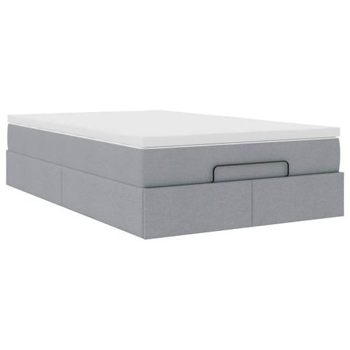 Cadre de lit ottoman avec matelas gris clair 120x190 cm tissu - Photo n°2; ?>