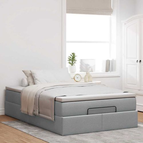 Cadre de lit ottoman avec matelas gris clair 120x190 cm tissu - Photo n°3; ?>