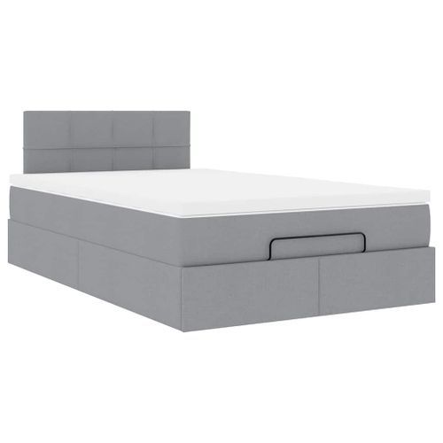 Cadre de lit ottoman avec matelas gris clair 120x190 cm tissu - Photo n°2; ?>