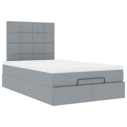 Cadre de lit ottoman avec matelas gris clair 120x190 cm tissu - Photo n°2; ?>