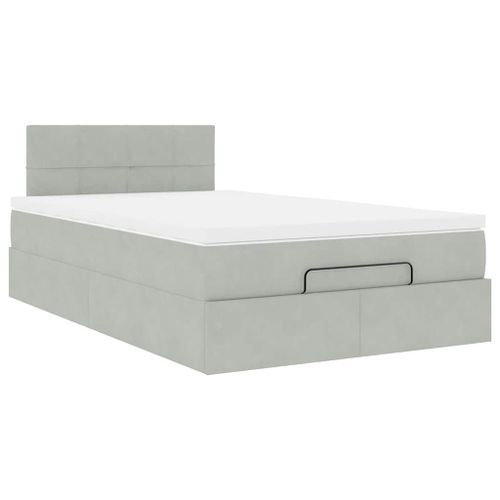 Cadre de lit ottoman avec matelas gris clair 120x190 cm velours - Photo n°2; ?>