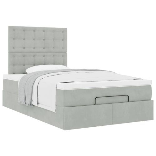 Cadre de lit ottoman avec matelas gris clair 120x190 cm velours - Photo n°2; ?>