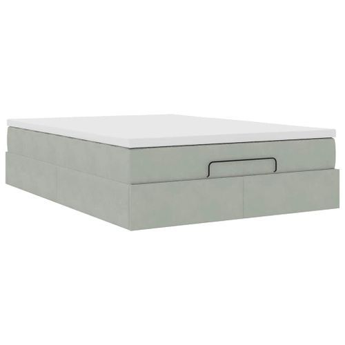 Cadre de lit ottoman avec matelas gris clair 140x200 cm velours - Photo n°2; ?>