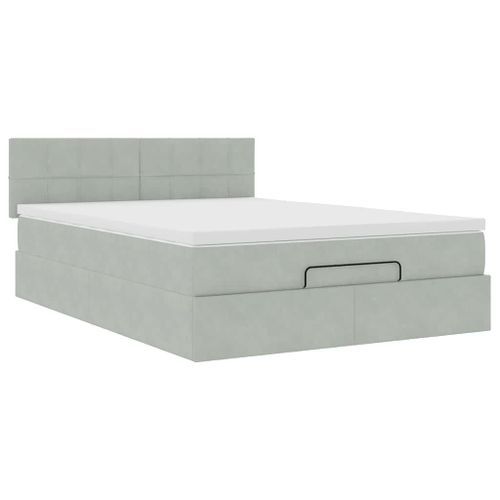 Cadre de lit ottoman avec matelas gris clair 140x200 cm velours - Photo n°2; ?>