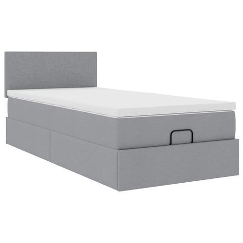 Cadre de lit ottoman avec matelas gris clair 80x200 cm tissu - Photo n°2; ?>