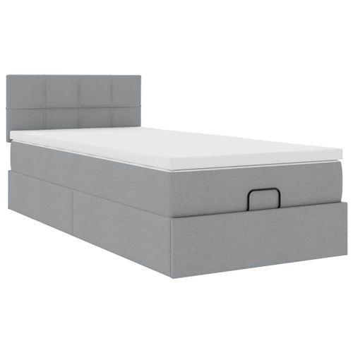 Cadre de lit ottoman avec matelas gris clair 80x200 cm tissu - Photo n°2; ?>