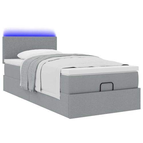 Cadre de lit ottoman avec matelas gris clair 80x200 cm tissu - Photo n°3; ?>