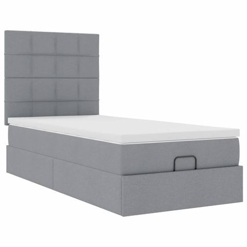 Cadre de lit ottoman avec matelas gris clair 80x200 cm tissu - Photo n°2; ?>