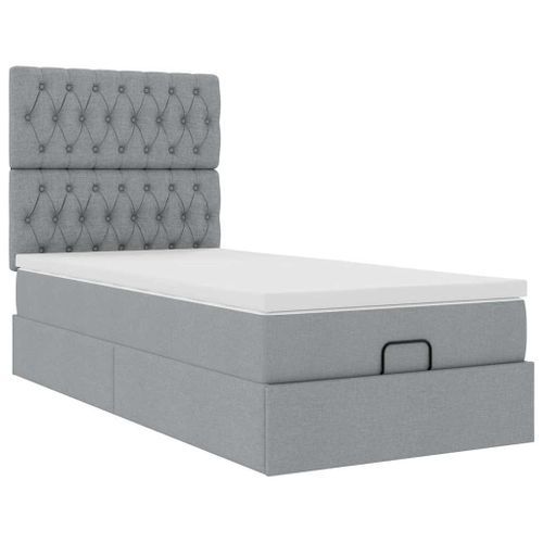 Cadre de lit ottoman avec matelas gris clair 80x200 cm tissu - Photo n°2; ?>