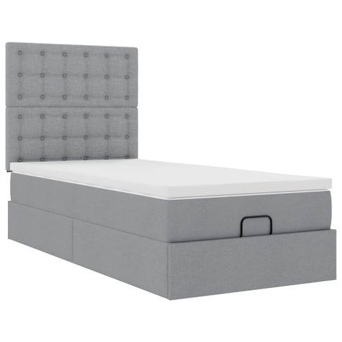 Cadre de lit ottoman avec matelas gris clair 80x200 cm tissu - Photo n°2; ?>