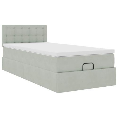 Cadre de lit ottoman avec matelas gris clair 80x200 cm velours - Photo n°2; ?>