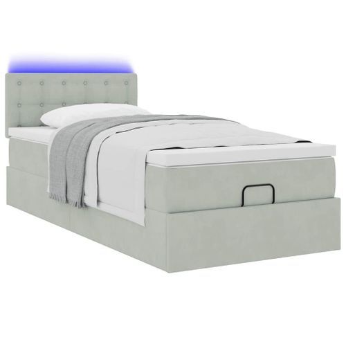 Cadre de lit ottoman avec matelas gris clair 80x200 cm velours - Photo n°3; ?>