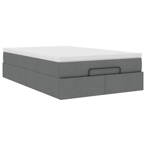 Cadre de lit ottoman avec matelas gris foncé 120x190 cm tissu - Photo n°2; ?>