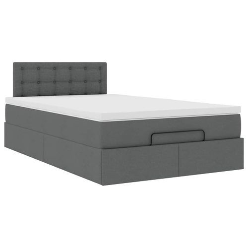 Cadre de lit ottoman avec matelas gris foncé 120x190 cm tissu - Photo n°2; ?>