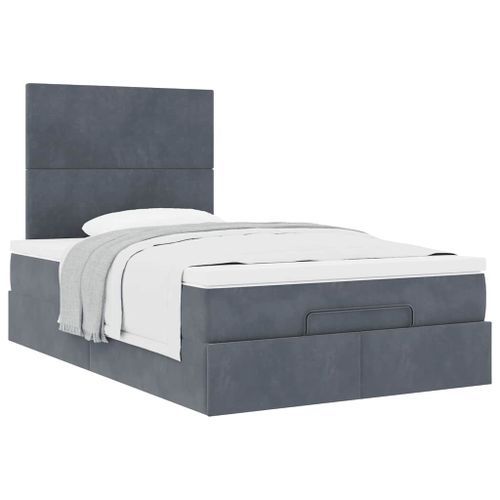 Cadre de lit ottoman avec matelas gris foncé 120x190 cm velours - Photo n°2; ?>