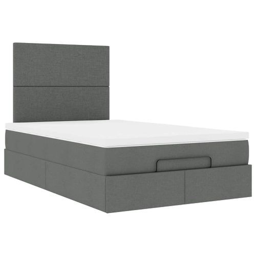 Cadre de lit ottoman avec matelas gris foncé 120x200cm tissu - Photo n°2; ?>