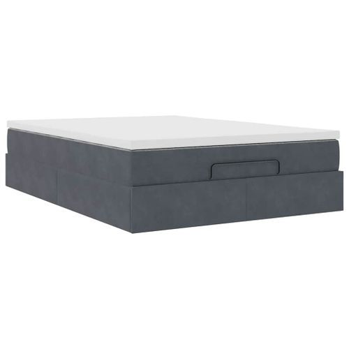 Cadre de lit ottoman avec matelas gris foncé 140x190 cm velours - Photo n°2; ?>