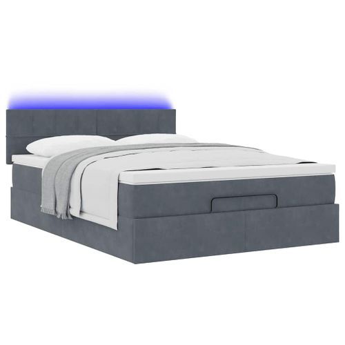 Cadre de lit ottoman avec matelas gris foncé 140x190 cm velours - Photo n°3; ?>