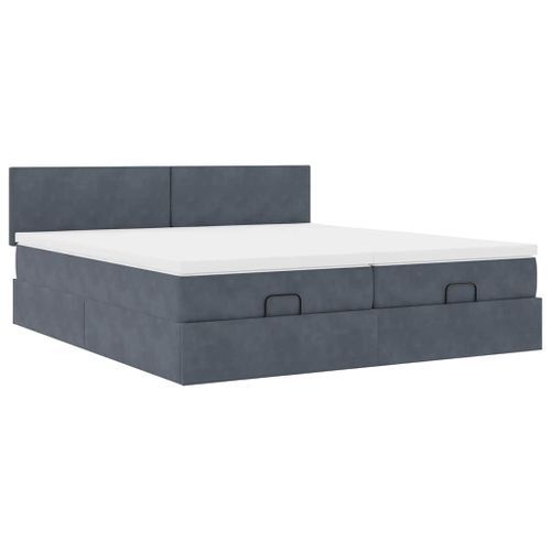 Cadre de lit ottoman avec matelas gris foncé 160x200cm velours - Photo n°2; ?>