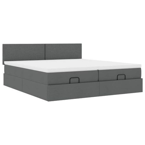 Cadre de lit ottoman avec matelas gris foncé 180x200cm tissu - Photo n°2; ?>