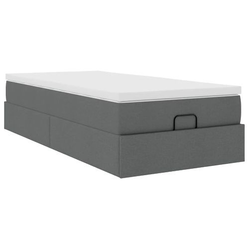 Cadre de lit ottoman avec matelas gris foncé 80x200 cm tissu - Photo n°2; ?>