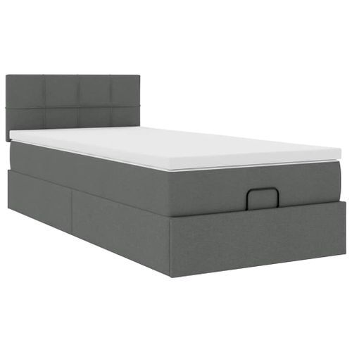 Cadre de lit ottoman avec matelas gris foncé 80x200 cm tissu - Photo n°2; ?>