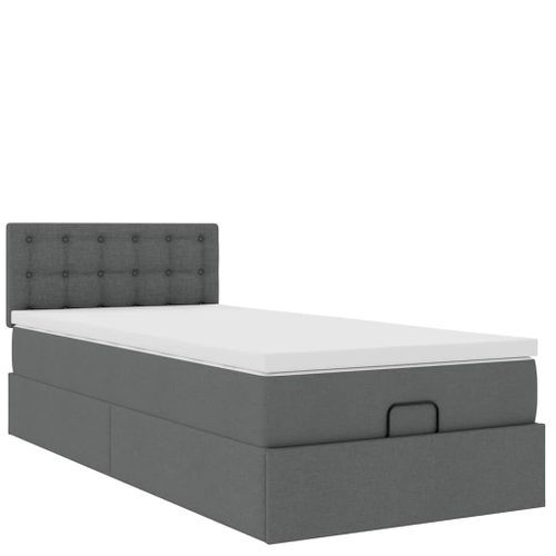 Cadre de lit ottoman avec matelas gris foncé 80x200 cm tissu - Photo n°2; ?>