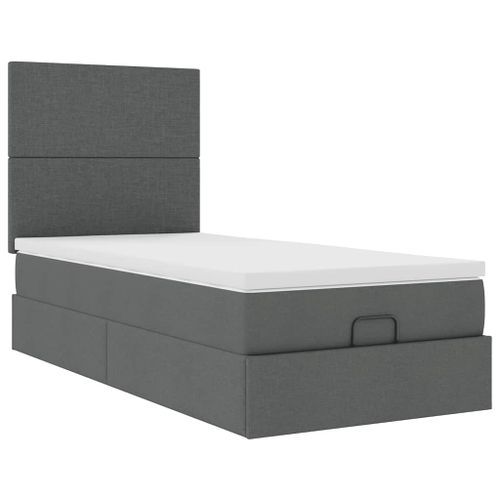 Cadre de lit ottoman avec matelas gris foncé 80x200 cm tissu - Photo n°2; ?>