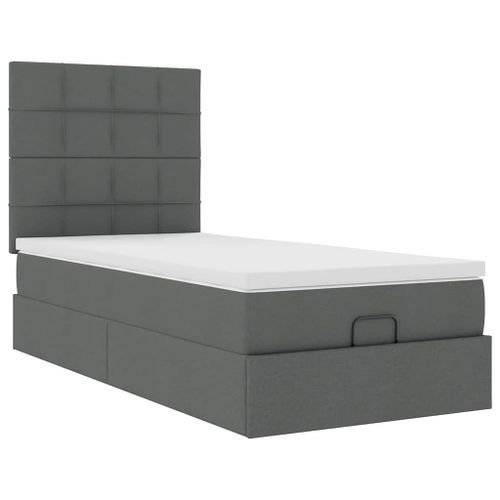 Cadre de lit ottoman avec matelas gris foncé 80x200 cm tissu - Photo n°2; ?>