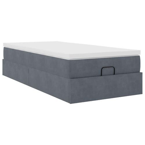 Cadre de lit ottoman avec matelas gris foncé 80x200 cm velours - Photo n°2; ?>