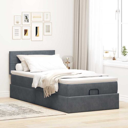 Cadre de lit ottoman avec matelas gris foncé 80x200 cm velours - Photo n°3; ?>