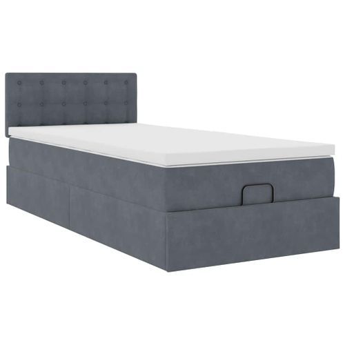 Cadre de lit ottoman avec matelas gris foncé 80x200 cm velours - Photo n°2; ?>