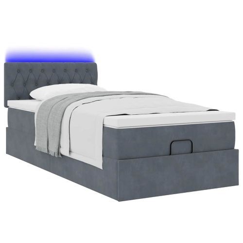 Cadre de lit ottoman avec matelas gris foncé 80x200 cm velours - Photo n°3; ?>