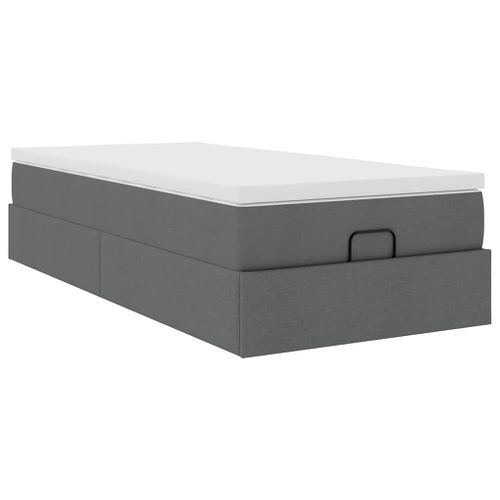 Cadre de lit ottoman avec matelas gris foncé 90x200 cm tissu - Photo n°2; ?>