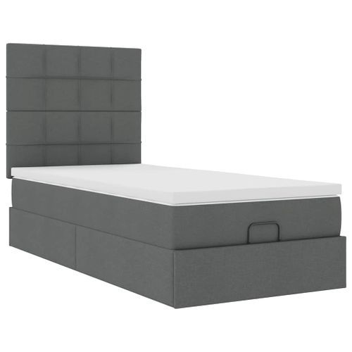 Cadre de lit ottoman avec matelas gris foncé 90x200 cm tissu - Photo n°2; ?>