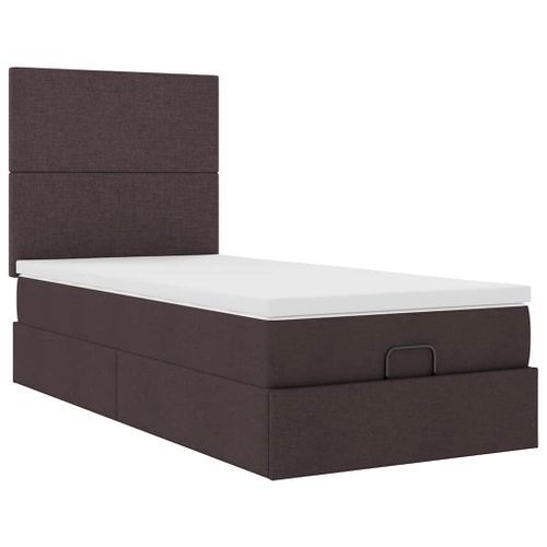 Cadre de lit ottoman avec matelas marron foncé 100x200 cm tissu - Photo n°2; ?>