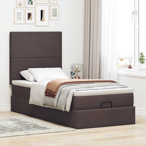 Cadre de lit ottoman avec matelas marron foncé 100x200 cm tissu - Photo n°3; ?>