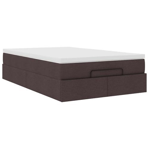 Cadre de lit ottoman avec matelas marron foncé 120x200 cm tissu - Photo n°2; ?>