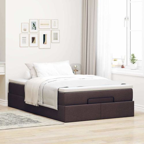 Cadre de lit ottoman avec matelas marron foncé 120x200 cm tissu - Photo n°3; ?>