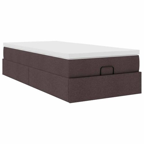 Cadre de lit ottoman avec matelas marron foncé 80x200 cm tissu - Photo n°2; ?>