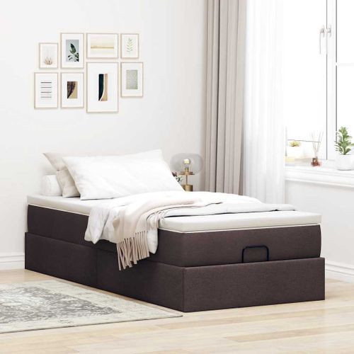 Cadre de lit ottoman avec matelas marron foncé 80x200 cm tissu - Photo n°3; ?>