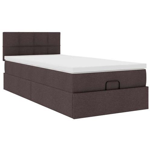 Cadre de lit ottoman avec matelas marron foncé 90x200 cm tissu - Photo n°2; ?>