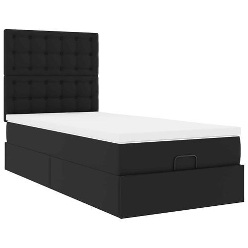 Cadre de lit ottoman avec matelas noir 100x200 cm similicuir - Photo n°2; ?>