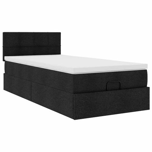 Cadre de lit ottoman avec matelas noir 100x200cm tissu - Photo n°2; ?>