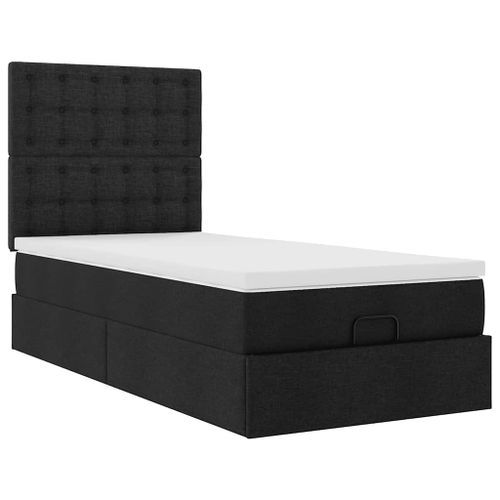 Cadre de lit ottoman avec matelas noir 100x200cm tissu - Photo n°2; ?>