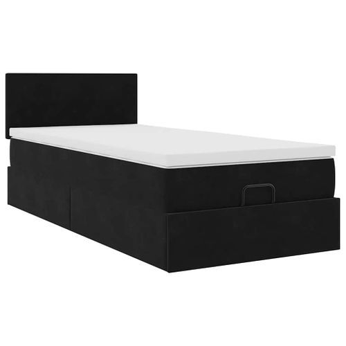 Cadre de lit ottoman avec matelas noir 100x200cm velours - Photo n°2; ?>