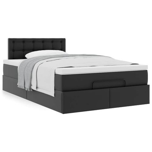 Cadre de lit ottoman avec matelas noir 120x190 cm similicuir - Photo n°2; ?>