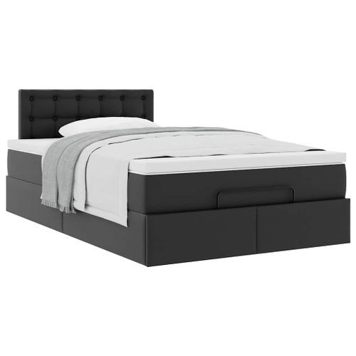 Cadre de lit ottoman avec matelas noir 120x190 cm similicuir - Photo n°3; ?>